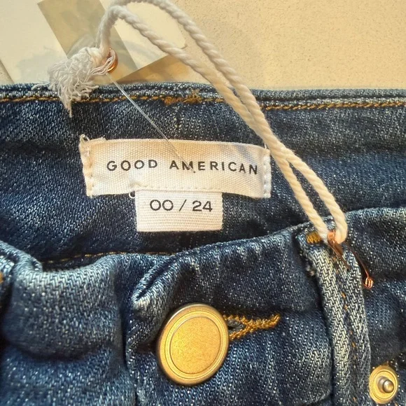 🆕 Good American Good Legs Dark Blue Straight Leg Jeans, Size 00-24